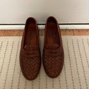 Woven Brown Leather Loafers Driving Shoes by Robert Zur
